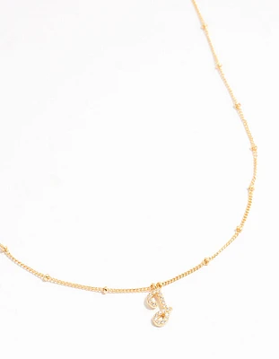 Gold Plated Cursive J Initial Necklace