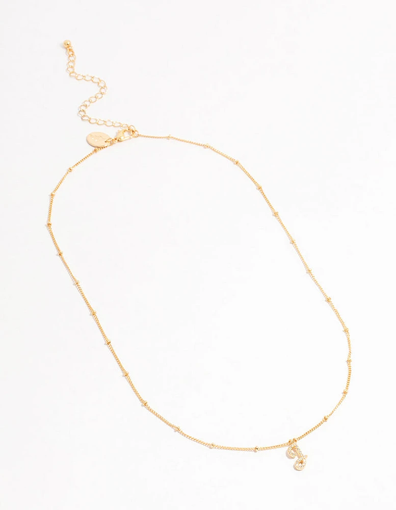 Gold Plated Cursive J Initial Necklace