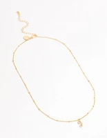 Gold Plated Cursive J Initial Necklace