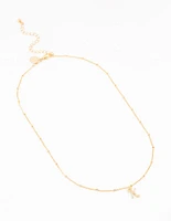 Gold Plated Cursive K Initial Necklace