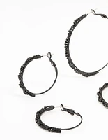 Black Coated Twisted Hoop Earrings 3-Pack