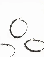 Black Coated Twisted Hoop Earrings 3-Pack