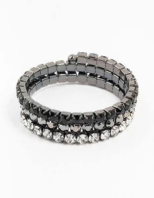 Black Silver Diamante Wrist Cuff