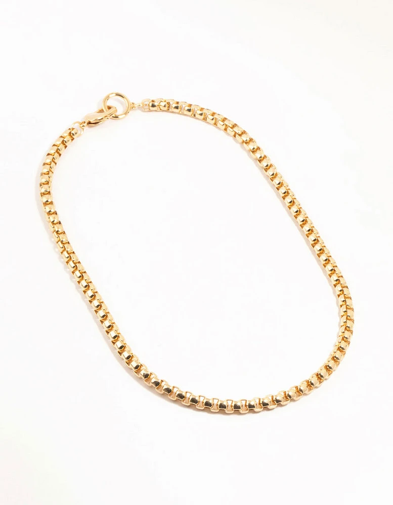 Gold Plated Thick Round Chain Necklace