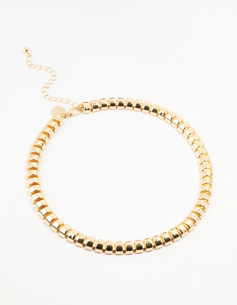 Gold Plated Rectangle Link Necklace