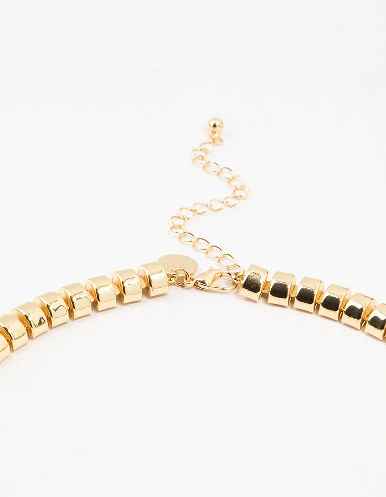 Gold Plated Rectangle Link Necklace