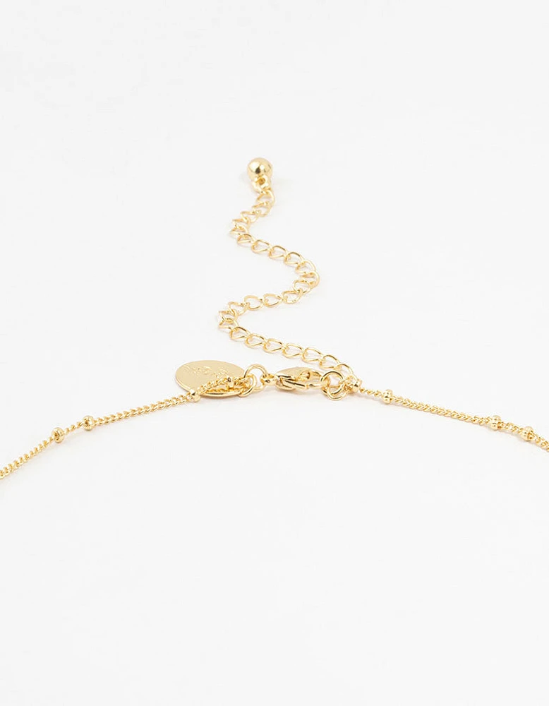 Gold Plated Alternating Pearl & Cubic Zirconia Station Necklace