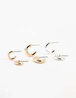 Mixed Metals Chunky Huggie Hoop Earrings