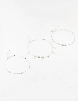 Mixed Chain Anklets 3-Pack