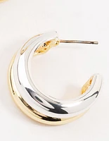 Mixed Metals Large Chunky Hoop Earrings