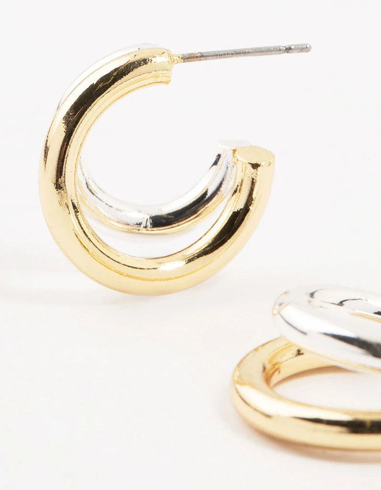 Mixed Metals Graduating Hoop Earrings