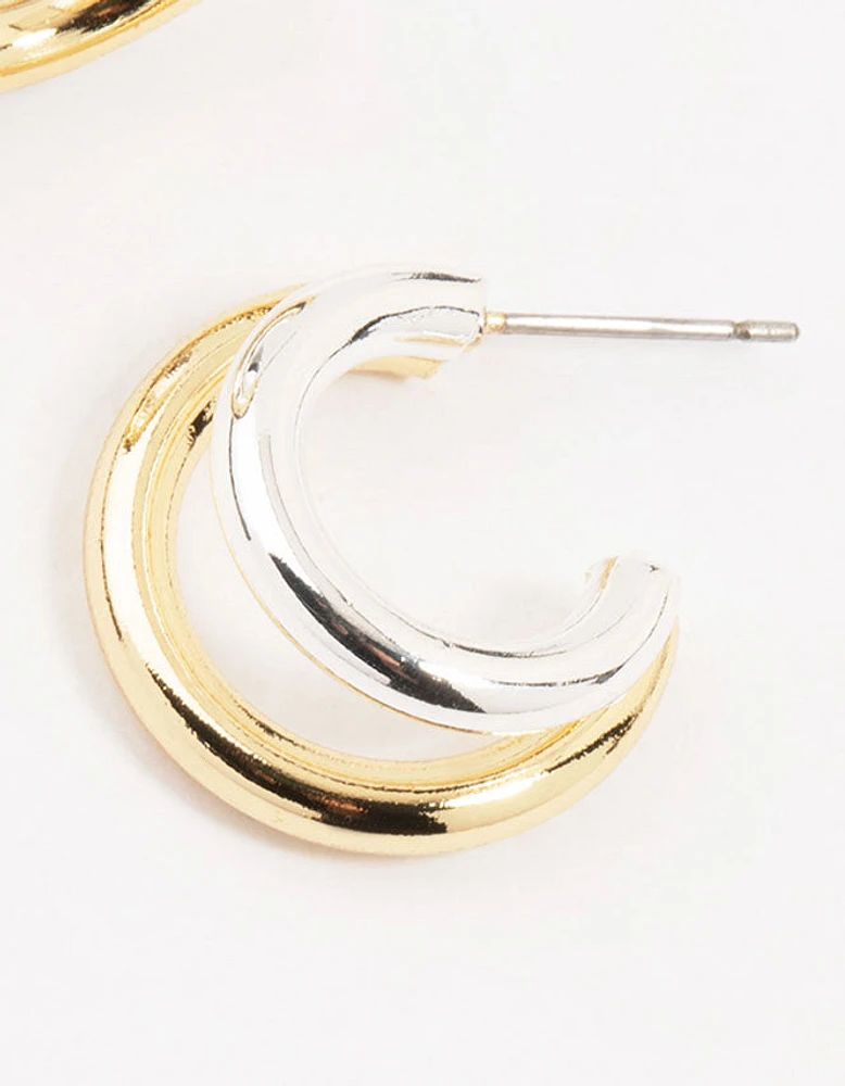 Mixed Metals Graduating Hoop Earrings