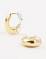 Mixed Metals Chunky Oval Hoop Earrings