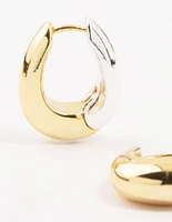 Mixed Metals Chunky Oval Hoop Earrings