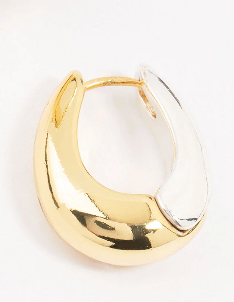 Mixed Metals Chunky Oval Hoop Earrings