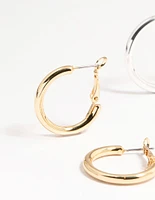 Mixed Metals Basic Thick Hoop Earrings 3-Pack