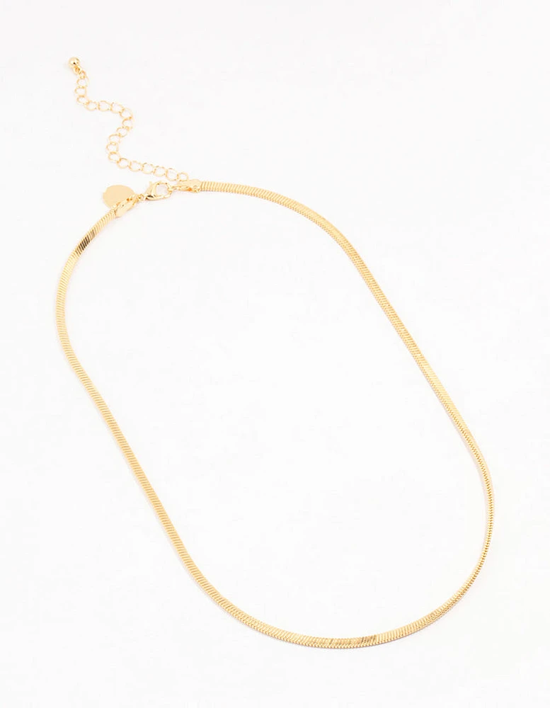 Gold Plated Clean Snake Chain Necklace