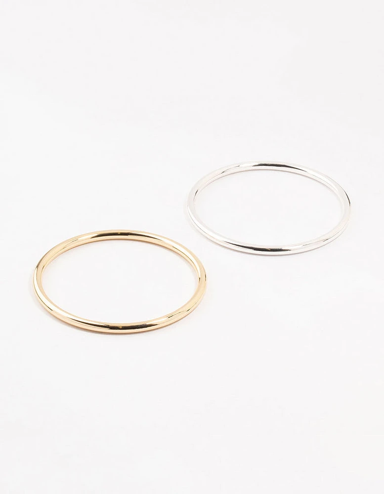 Mixed Metals Round Bangles 2-Pack