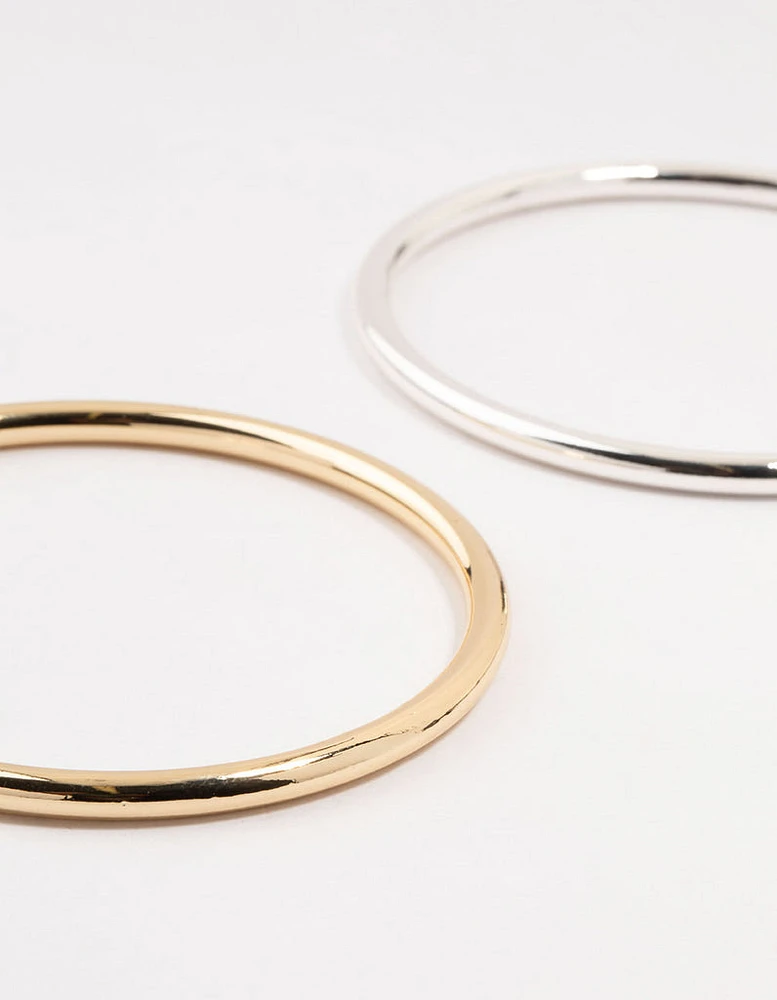 Mixed Metals Round Bangles 2-Pack