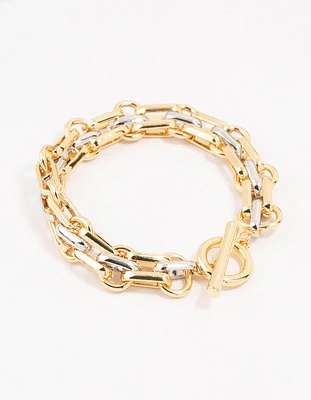 Mixed Metals Statement Toggle Chain Bracelet