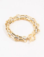 Mixed Metals Statement Toggle Chain Bracelet