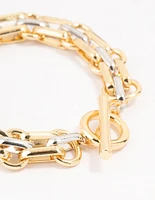 Mixed Metals Statement Toggle Chain Bracelet