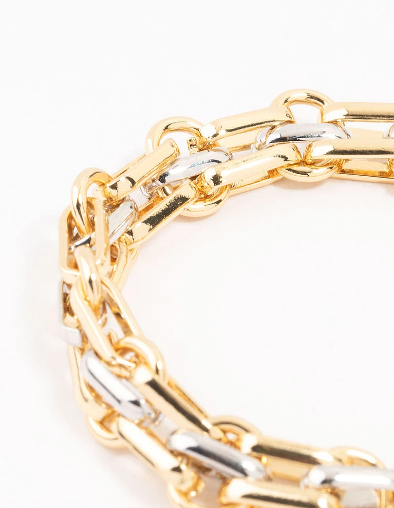 Mixed Metals Statement Toggle Chain Bracelet