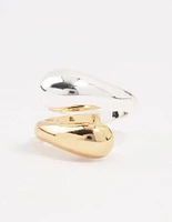 Mixed Metals Chunky Bubble Adjustable Ring