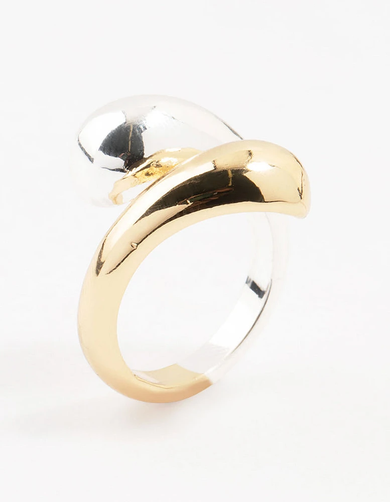 Mixed Metals Chunky Bubble Adjustable Ring