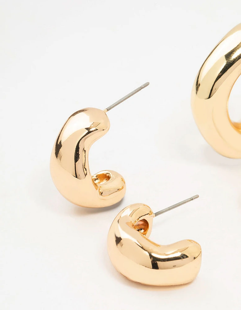 Gold Molten Hoop Earrings 2-Pack