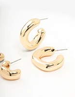 Gold Molten Hoop Earrings 2-Pack