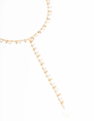 Gold Fine Pearl Y-Necklace