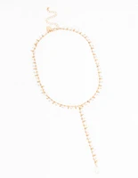 Gold Fine Pearl Y-Necklace