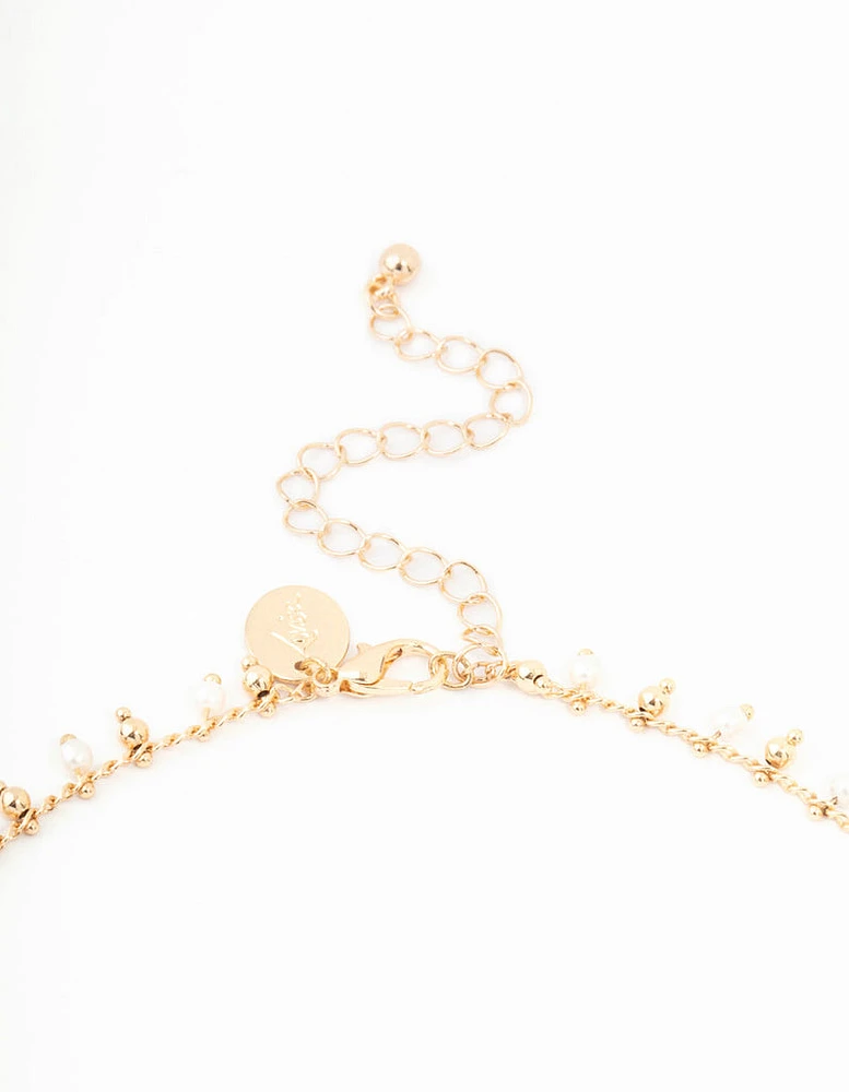 Gold Fine Pearl Y-Necklace