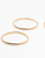 Gold Fine Ribbed Bangles 3-Pack