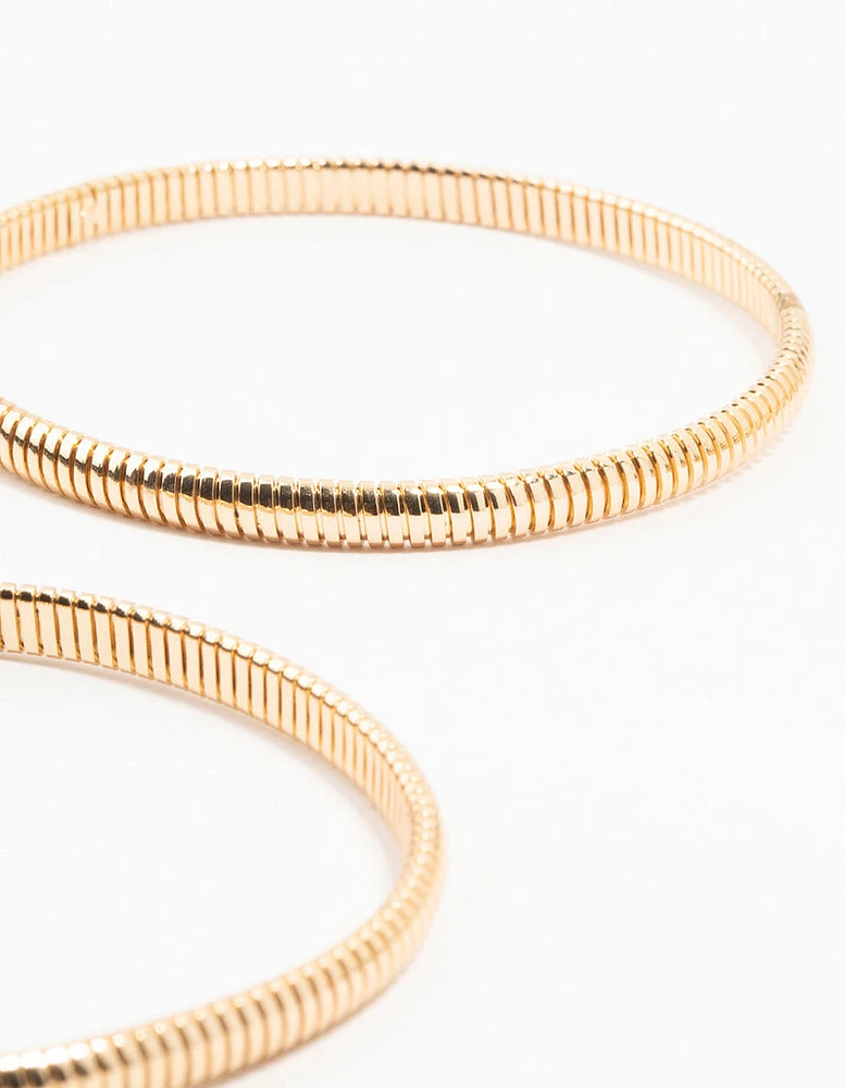 Gold Fine Ribbed Bangles 3-Pack