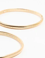 Gold Fine Ribbed Bangles 3-Pack