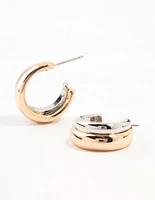 Mixed Metals Gold & Silver Plated Multiple Layer Hoop Earrings