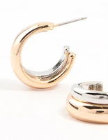 Mixed Metals Gold & Silver Plated Multiple Layer Hoop Earrings