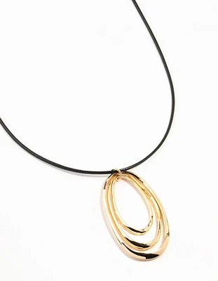 Cord Layered Oval Good Station Necklace