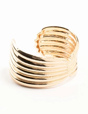 Gold Ribbed Wrist Cuff