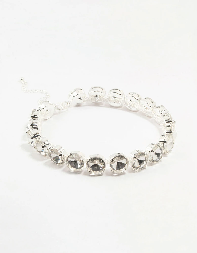 Rhodium Diamante Choker Necklace