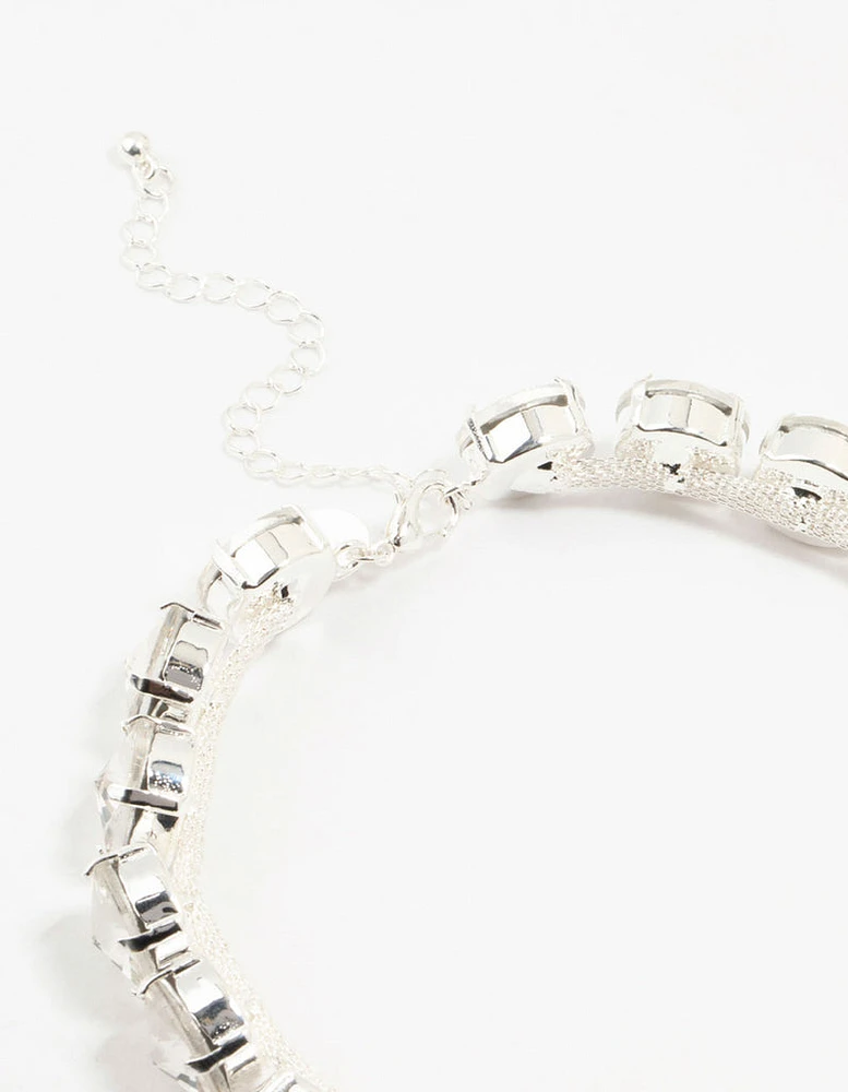 Silver Diamante Choker Necklace