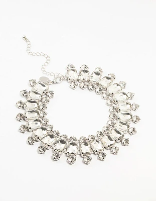 Rhodium Diamante Choker Necklace