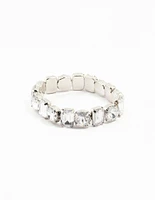 Rhodium Diamante Cluster Bracelet