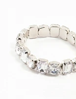 Rhodium Diamante Cluster Bracelet