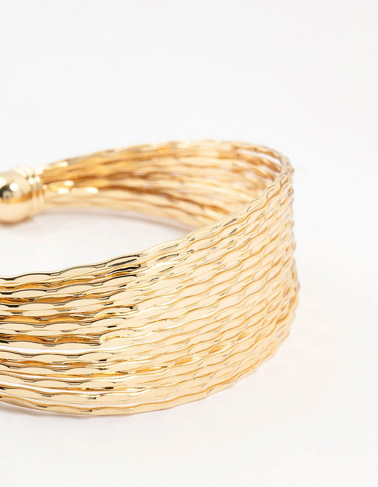 Gold Plated Multi Strand Wrist Cuff