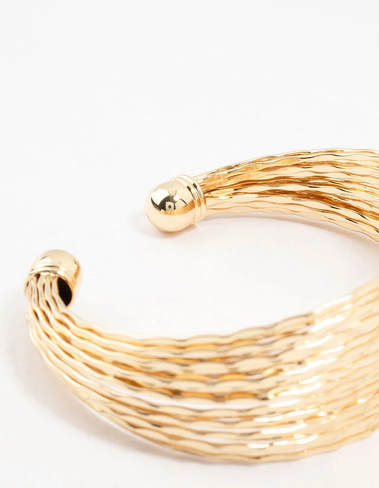 Gold Plated Multi Strand Wrist Cuff