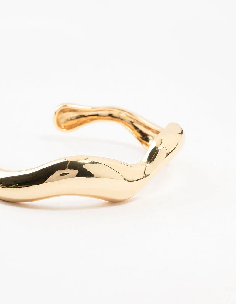 Gold Plated Organic Wave Wrist Cuff