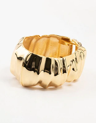 Gold Plated Chunky Ripple Wrist Cuff